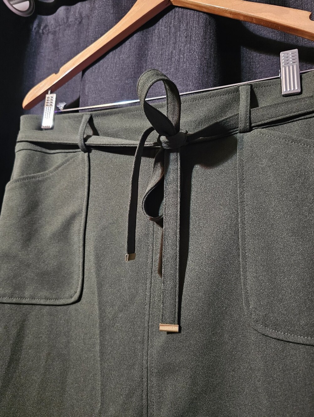 Nycc High-Rise Olive Green Belted Pencil Skirt M - Picture 3 of 9